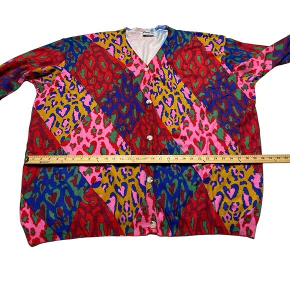 Rebdolls Women’s Logan Knit Multi Color Leopard Print Button Front Cardigan 5X - Picture 5 of 9